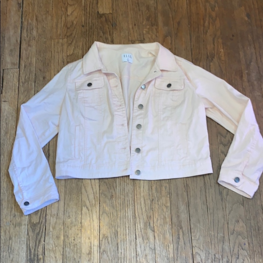 Light pink ELLE denim crop jacket